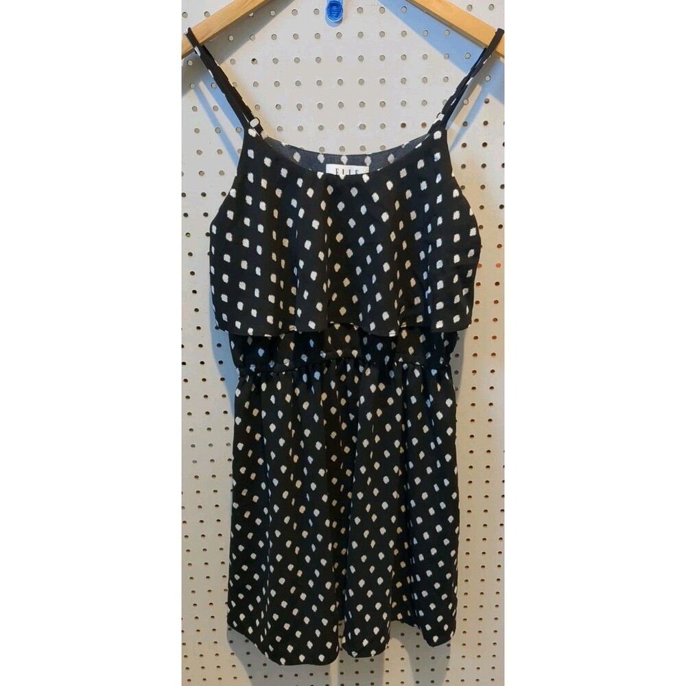 Elle Dress Small Black White Straps Summer Spring